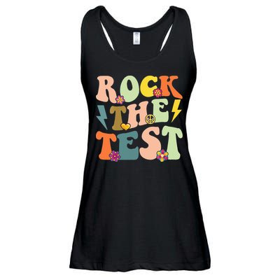 Rock The Test Groovy Design Funny Testing Day Teacher Ladies Essential Flowy Tank