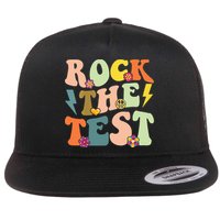 Rock The Test Groovy Design Funny Testing Day Teacher Flatbill Hat