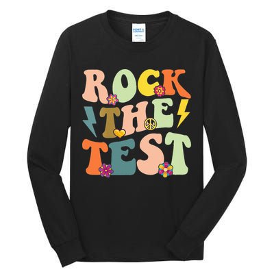 Rock The Test Groovy Design Funny Testing Day Teacher Tall Long Sleeve T-Shirt
