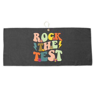 Rock The Test Groovy Design Funny Testing Day Teacher Large Microfiber Waffle Golf Towel