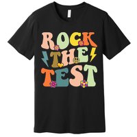 Rock The Test Groovy Design Funny Testing Day Teacher Premium T-Shirt