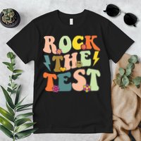 Rock The Test Groovy Design Funny Testing Day Teacher Premium T-Shirt