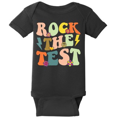 Rock The Test Groovy Design Funny Testing Day Teacher Baby Bodysuit