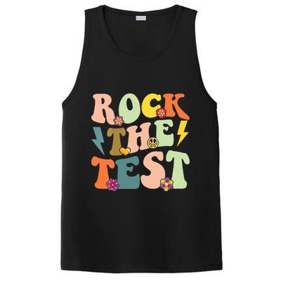 Rock The Test Groovy Design Funny Testing Day Teacher PosiCharge Competitor Tank