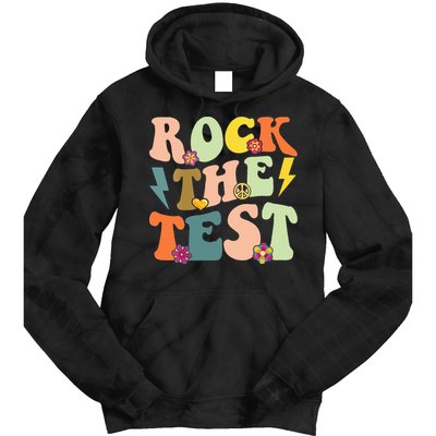 Rock The Test Groovy Design Funny Testing Day Teacher Tie Dye Hoodie