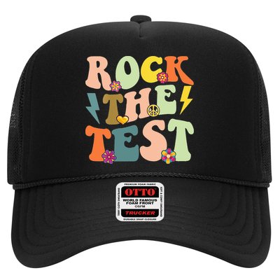 Rock The Test Groovy Design Funny Testing Day Teacher Trucker Hat