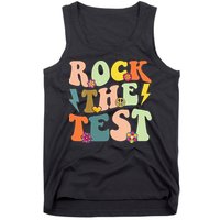 Rock The Test Groovy Design Funny Testing Day Teacher Tank Top