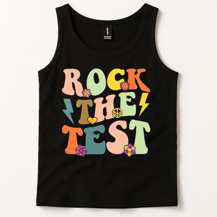 Rock The Test Groovy Design Funny Testing Day Teacher Tank Top