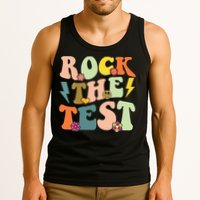 Rock The Test Groovy Design Funny Testing Day Teacher Tank Top