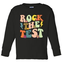 Rock The Test Groovy Design Funny Testing Day Teacher Toddler Long Sleeve Shirt