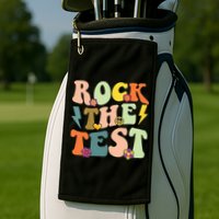 Rock The Test Groovy Design Funny Testing Day Teacher Golf Towel