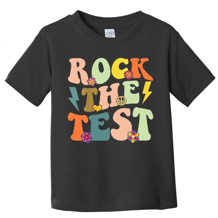 Rock The Test Groovy Design Funny Testing Day Teacher Toddler T-Shirt