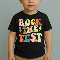 Rock The Test Groovy Design Funny Testing Day Teacher Toddler T-Shirt