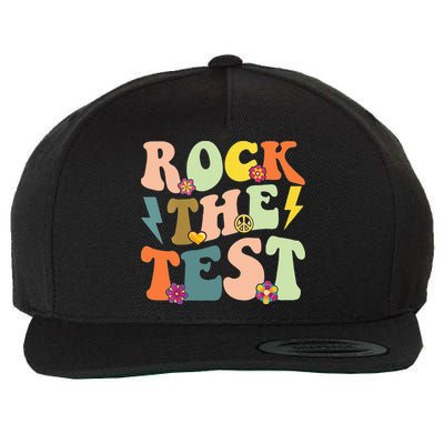Rock The Test Groovy Design Funny Testing Day Teacher Wool Snapback Cap