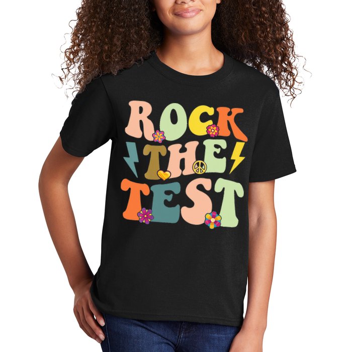 Rock The Test Groovy Design Funny Testing Day Teacher Kids T-Shirt