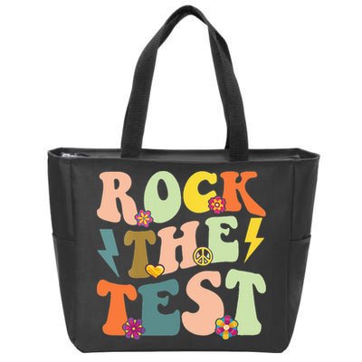 Rock The Test Groovy Design Funny Testing Day Teacher Zip Tote Bag