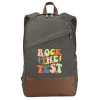 Rock The Test Groovy Design Funny Testing Day Teacher Cotton Canvas Backpack