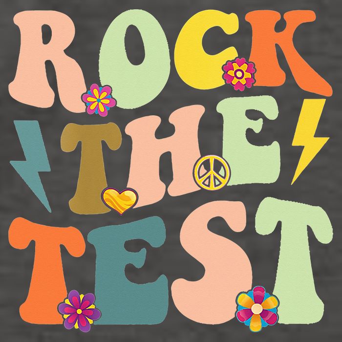 Rock The Test Groovy Design Funny Testing Day Teacher Vector Backpack