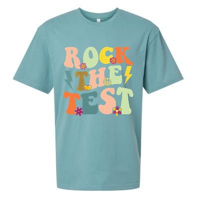Rock The Test Groovy Design Funny Testing Day Teacher Sueded Cloud Jersey T-Shirt