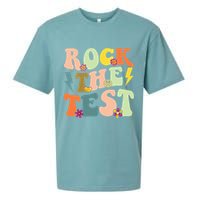 Rock The Test Groovy Design Funny Testing Day Teacher Sueded Cloud Jersey T-Shirt
