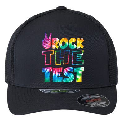 Rock The Test Testing Day Motivational Teacher Flexfit Unipanel Trucker Cap