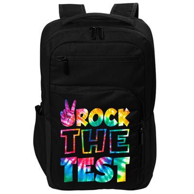Rock The Test Testing Day Motivational Teacher Impact Tech Backpack