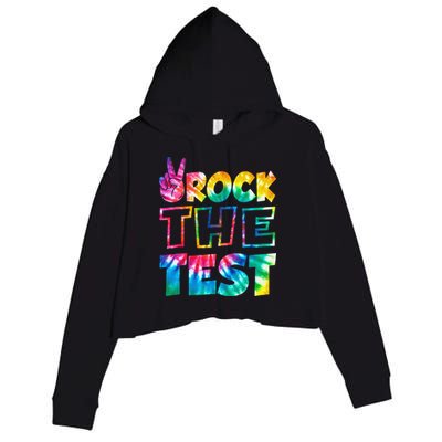 Rock The Test Testing Day Motivational Teacher Crop Fleece Hoodie