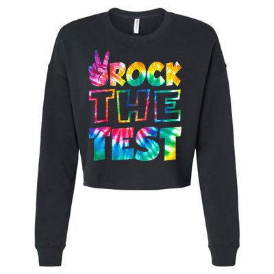 Rock The Test Testing Day Motivational Teacher Cropped Pullover Crew