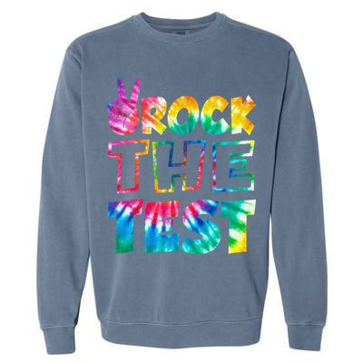 Rock The Test Testing Day Motivational Teacher Garment-Dyed Sweatshirt