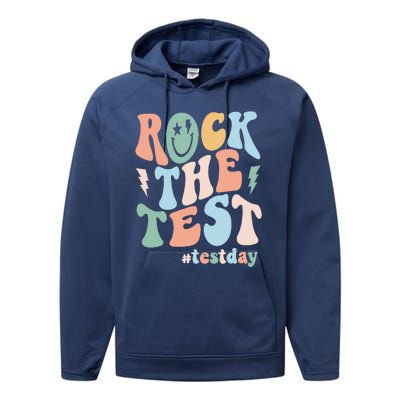 Rock The Test Testing Day Retro Motivational Teacher Student Performance Fleece Hoodie