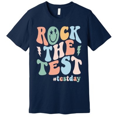 Rock The Test Testing Day Retro Motivational Teacher Student Premium T-Shirt