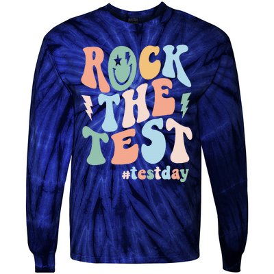 Rock The Test Testing Day Retro Motivational Teacher Student Tie-Dye Long Sleeve Shirt