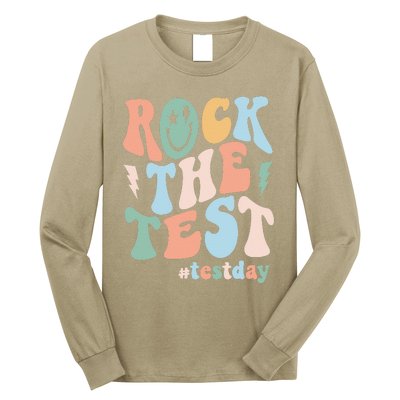 Rock The Test Testing Day Retro Motivational Teacher Student Long Sleeve Shirt