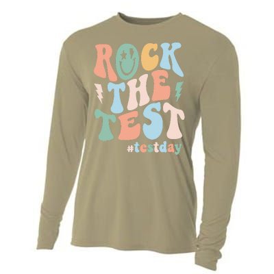 Rock The Test Testing Day Retro Motivational Teacher Student Cooling Performance Long Sleeve Crew