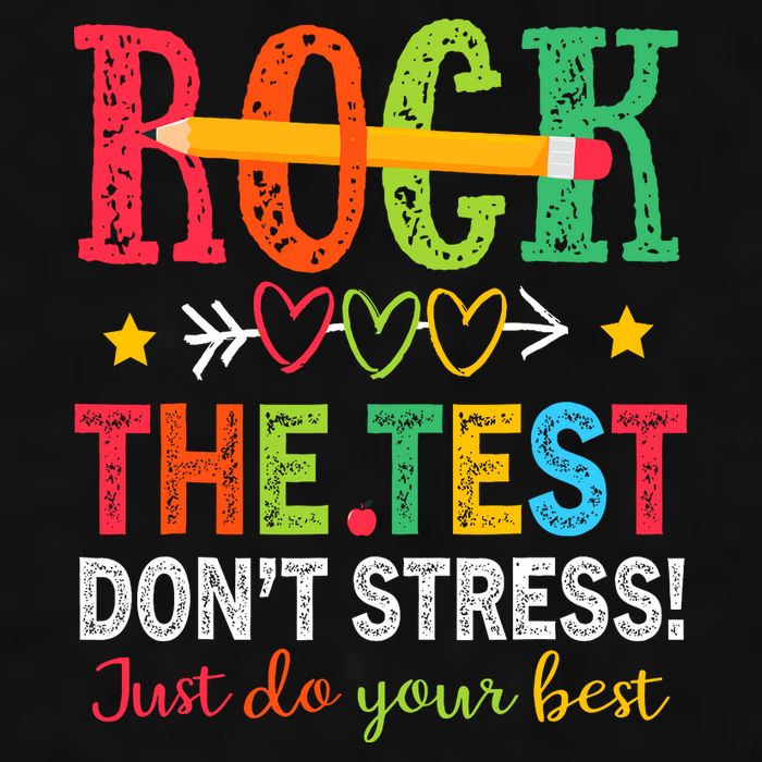 Rock The Test Dont Stress Just Do Your Best Teacher Testing Ladies PosiCharge Tri-Blend Wicking Tank
