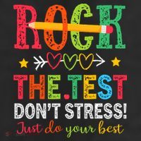 Rock The Test Dont Stress Just Do Your Best Teacher Testing 7 Panel Mesh Trucker Snapback Hat