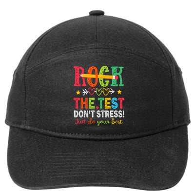 Rock The Test Dont Stress Just Do Your Best Teacher Testing 7-Panel Snapback Hat