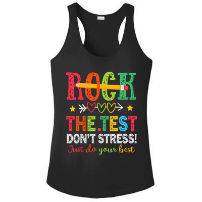 Rock The Test Dont Stress Just Do Your Best Teacher Testing Ladies PosiCharge Competitor Racerback Tank