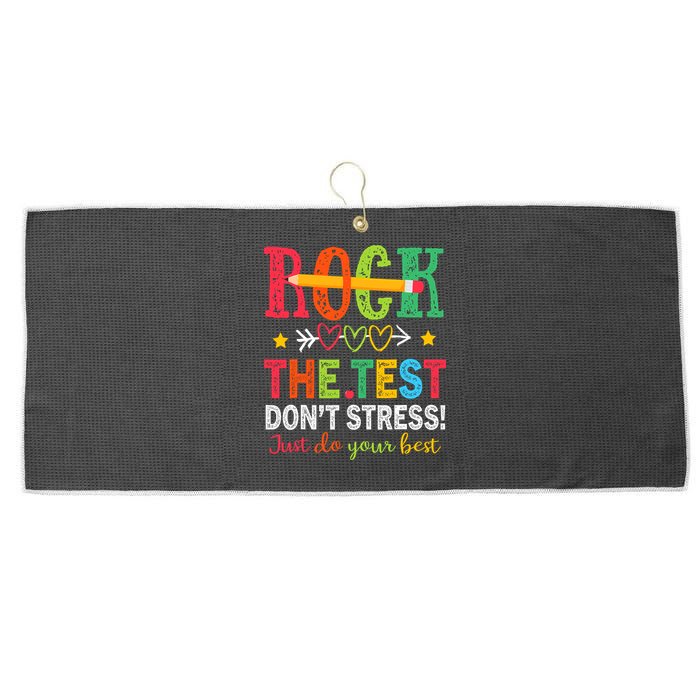 Rock The Test Dont Stress Just Do Your Best Teacher Testing Large Microfiber Waffle Golf Towel