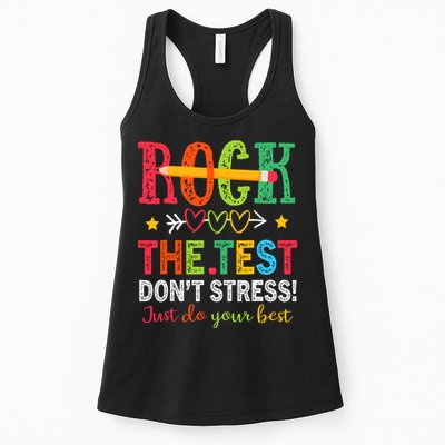 Rock The Test Dont Stress Just Do Your Best Teacher Testing Womens Tank Top