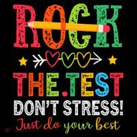 Rock The Test Dont Stress Just Do Your Best Teacher Testing Pom Pom 12in Knit Beanie