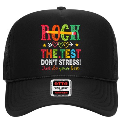 Rock The Test Dont Stress Just Do Your Best Teacher Testing Trucker Hat