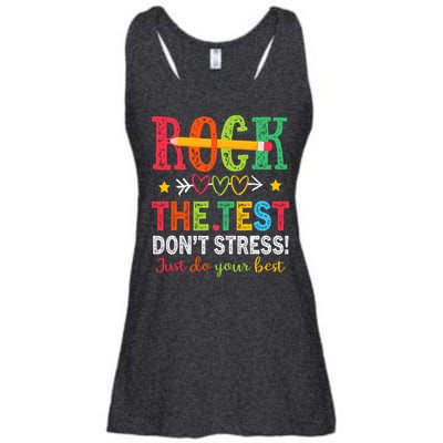 Rock The Test Dont Stress Just Do Your Best Teacher Testing Ladies Essential Flowy Tank
