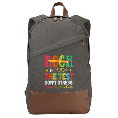 Rock The Test Dont Stress Just Do Your Best Teacher Testing Cotton Canvas Backpack