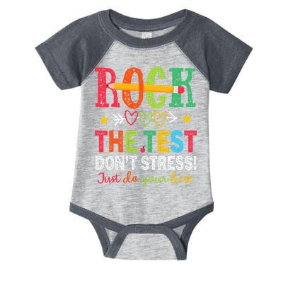 Rock The Test Dont Stress Just Do Your Best Teacher Testing Infant Baby Jersey Bodysuit