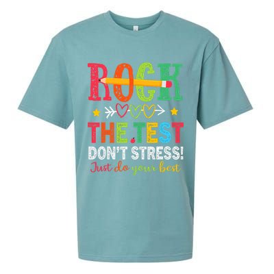 Rock The Test Dont Stress Just Do Your Best Teacher Testing Sueded Cloud Jersey T-Shirt