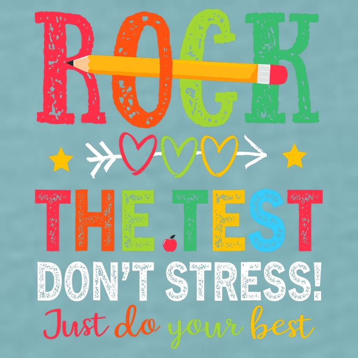 Rock The Test Dont Stress Just Do Your Best Teacher Testing Sueded Cloud Jersey T-Shirt