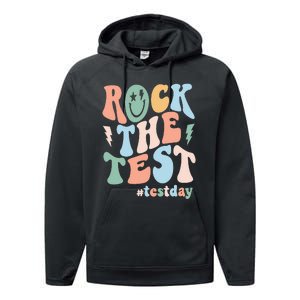 Rock The Test Testing Day Retro Motivational Teacher Student Performance Fleece Hoodie