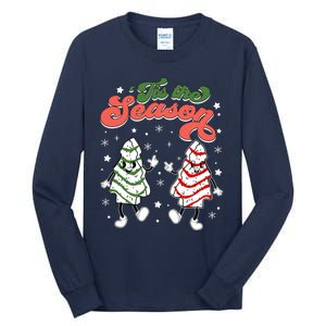 Retro Tis The Season Christmas Tree Cakes Debbie Funny Tall Long Sleeve T-Shirt