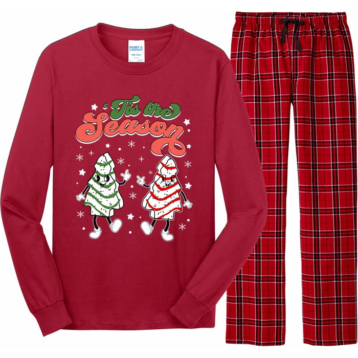 Retro Tis The Season Christmas Tree Cakes Debbie Funny Long Sleeve Pajama Set